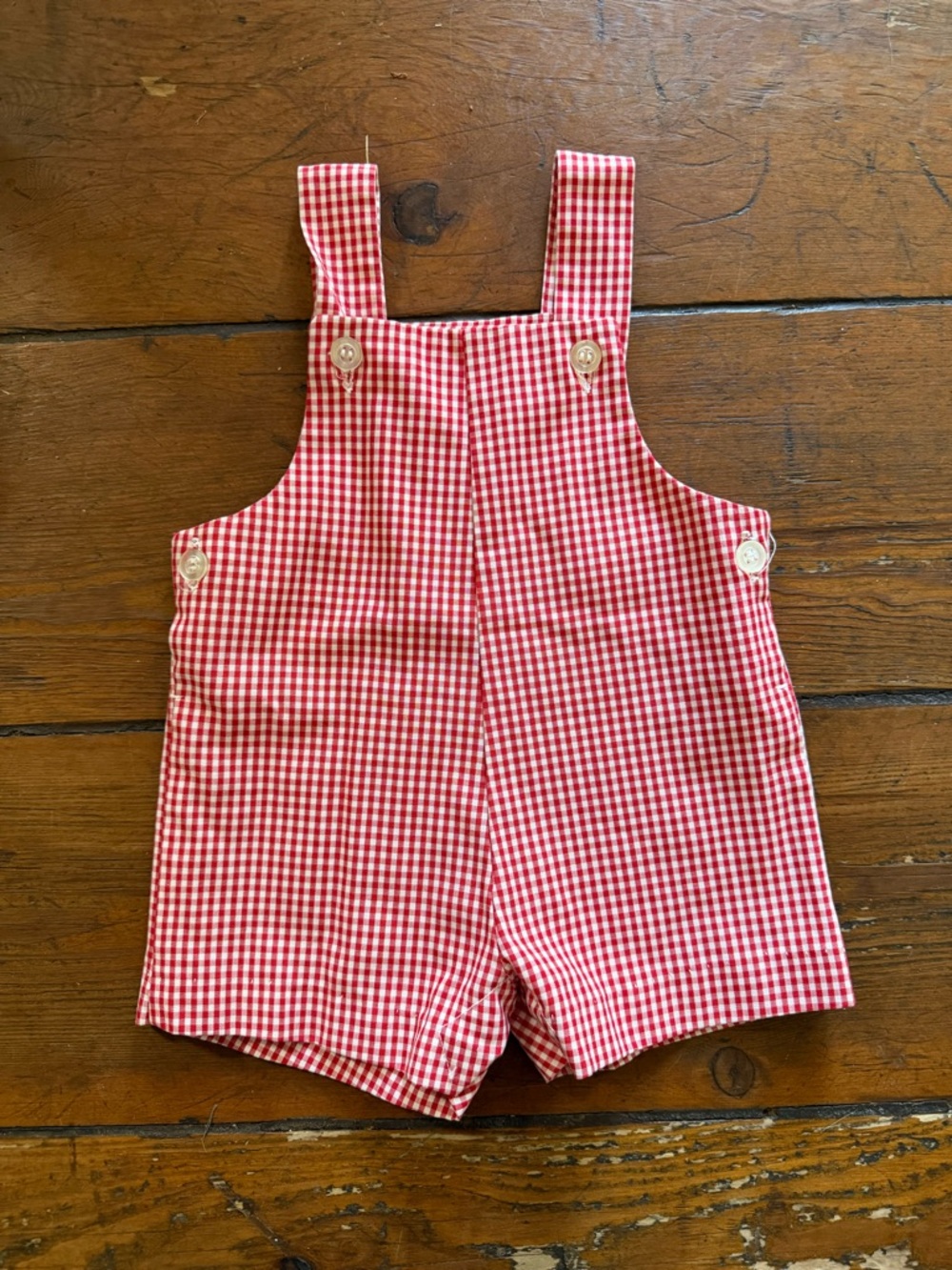 VTG Healthtex Red and White Gingham Baby Overalls